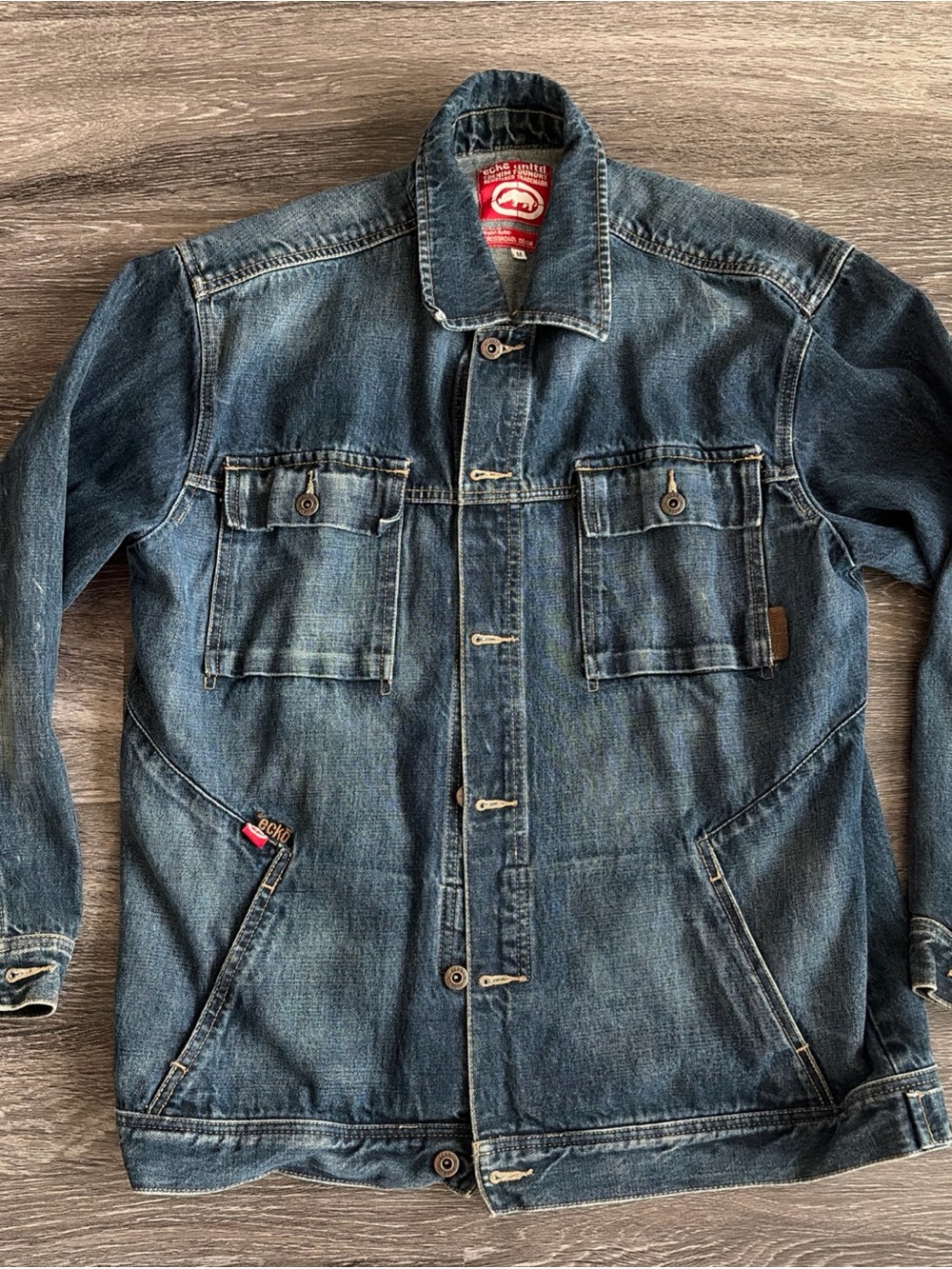 Ecko Unlimited Men's Denim Shirt Jacket in Blue